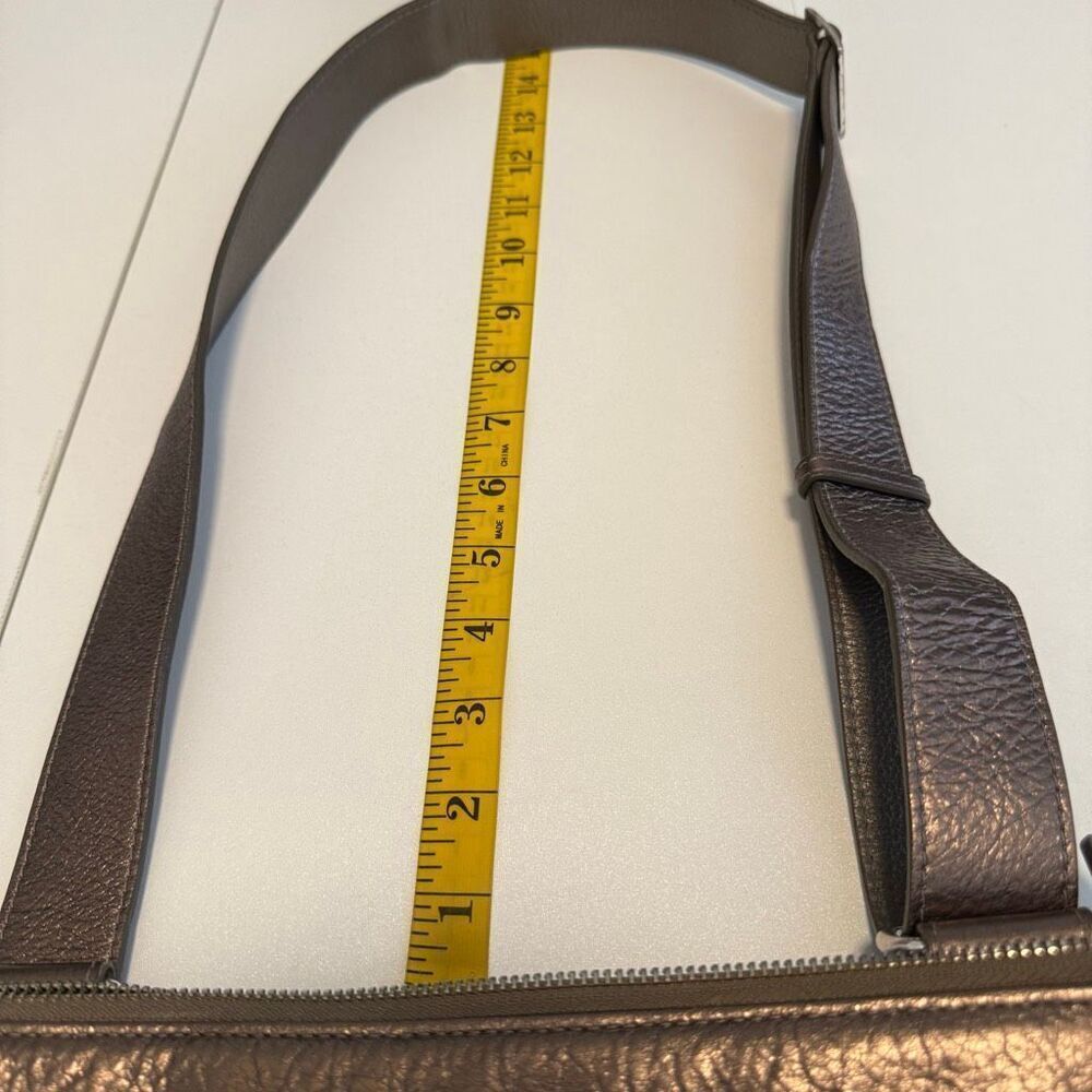 Brighton Zoe Metallic Bronze Crinkle Leather Crossbody Bag - Picture 15 of 16